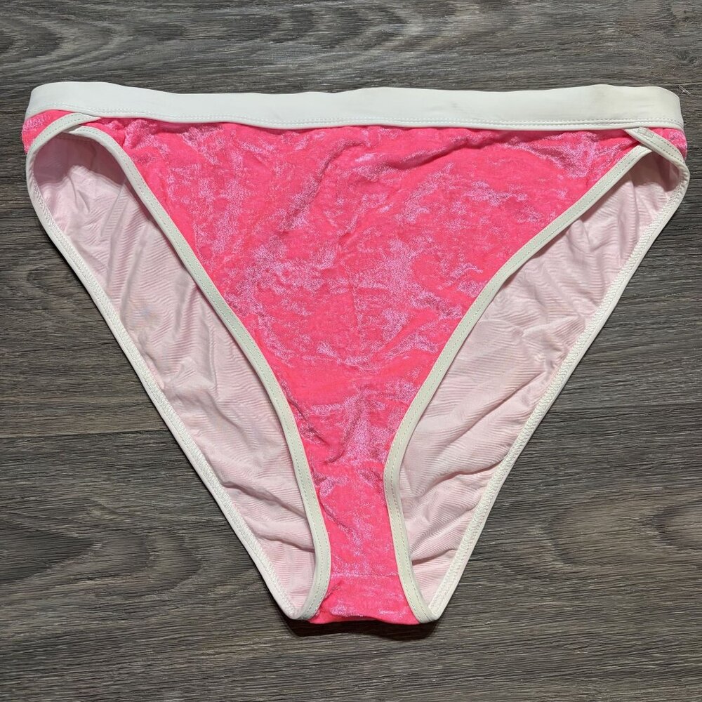 NEW Basta Surf Swim SZ 14 High Rise Bikini Bottom Pink Crushed Velvet Festival